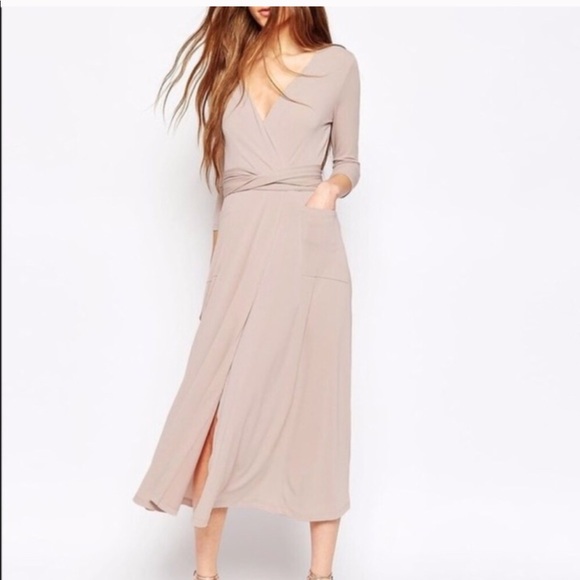 pale pink midi dress